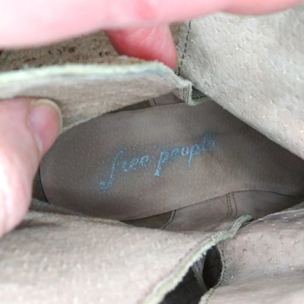 Free People Venture Boho/Western Taupe Woven Distressed Suede Ankle Boots - Picture 5 of 12